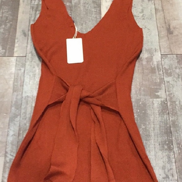 Zara burnt orange knit tie dress size medium - Picture 2 of 5